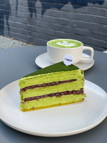 Matcha Red Bean Mille Crepe Cake